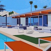 Image of Palm Springs House with Orange Loungers   by Andy Burgess