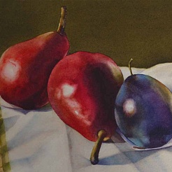 Image of Red Pears, Blue Plum by Kathrine Lemke Waste