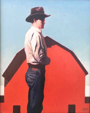 Image of Man With Red Barn by Gary Ernest Smith