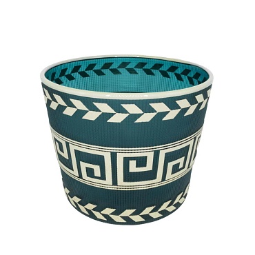 Image of Tlingit Shelf Basket- #B19-51 Teal/Light Olive by Preston Singletary