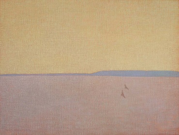 Image of Two Hawks with Yellow Sky by David Grossmann