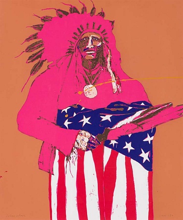 Image of Last Indian with American Flag by Fritz Scholder