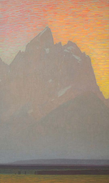 Image of Grand Teton with Bright Sunset by David Grossmann